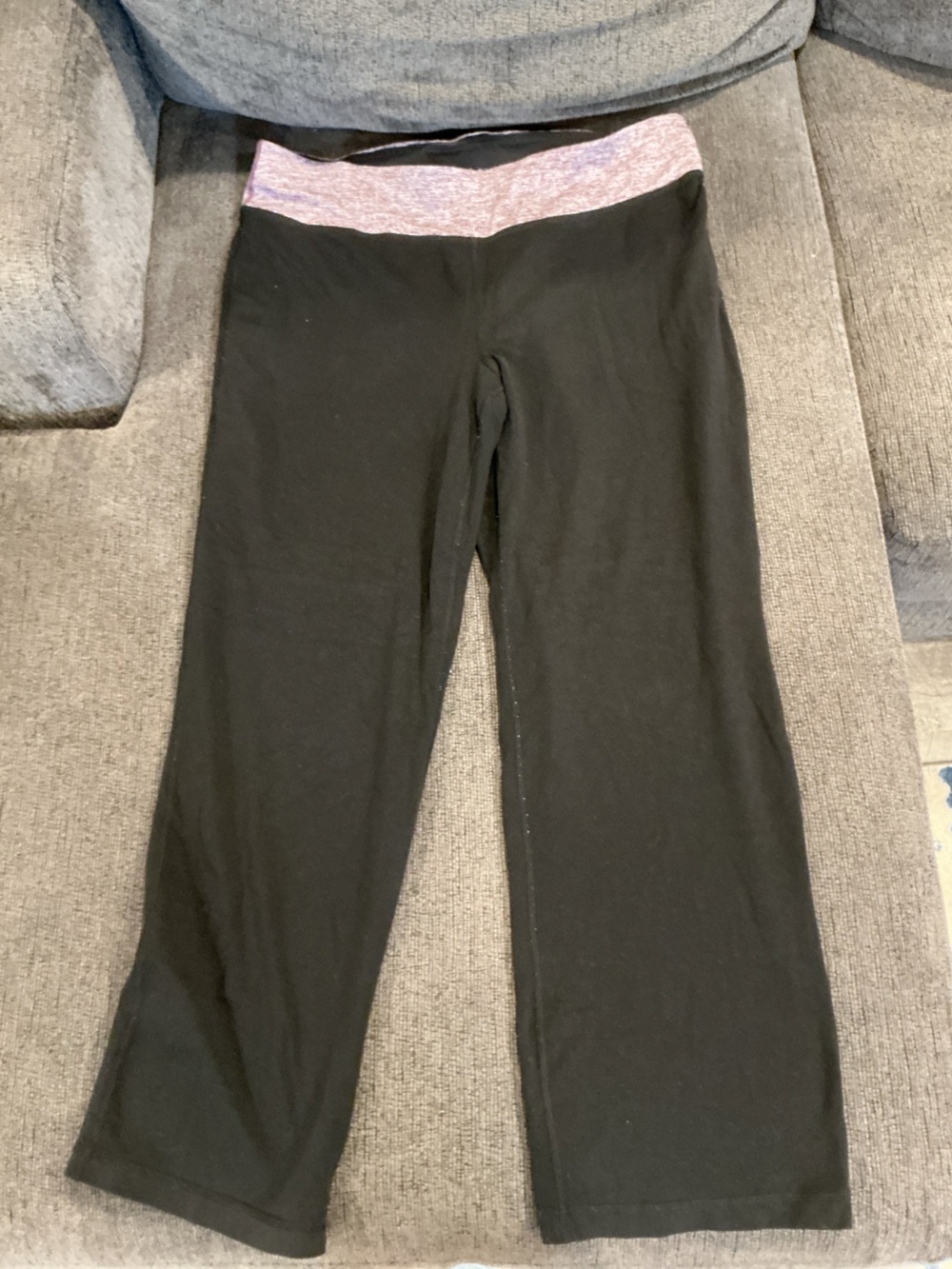 Women’s Black Yoga Pants with Pink Waistband